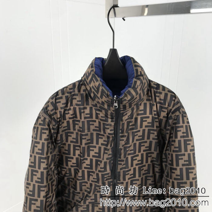 FENDI芬迪 專櫃同步 18秋冬新款 FF圖案 男款兩面穿棉服 ydi2218
